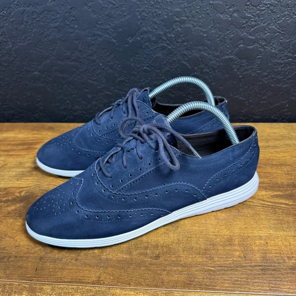 Cole Haan Zerogrand W05488 Navy Suede Wingtip Oxford Womens 10B